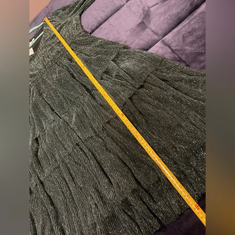 Maurices Green Metallic Thread Ruffle Tiered Midi Dress 1X - Picture 11 of 11